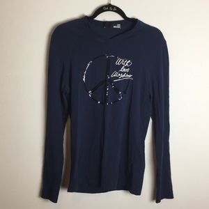 Love Moschino long sleeve blue T-shirt peace sign